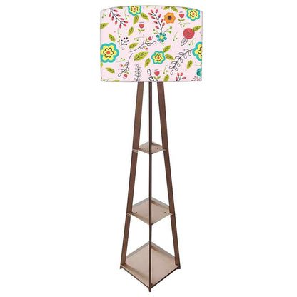 Small Wooden Floor Lamp  -   Flower Collection Nutcase