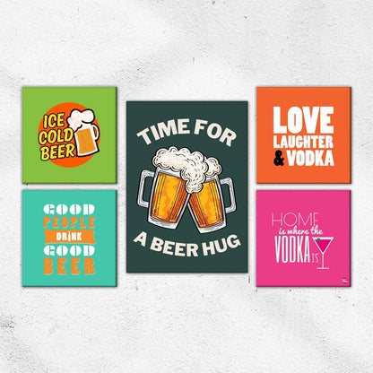 Wall Art Decor Set Gallery Wrapped Prints -Bar Signs Nutcase