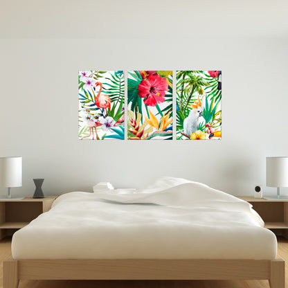 Designer Wall Art Decor Set of 3 for Home Decor - Hibiscus Nutcase