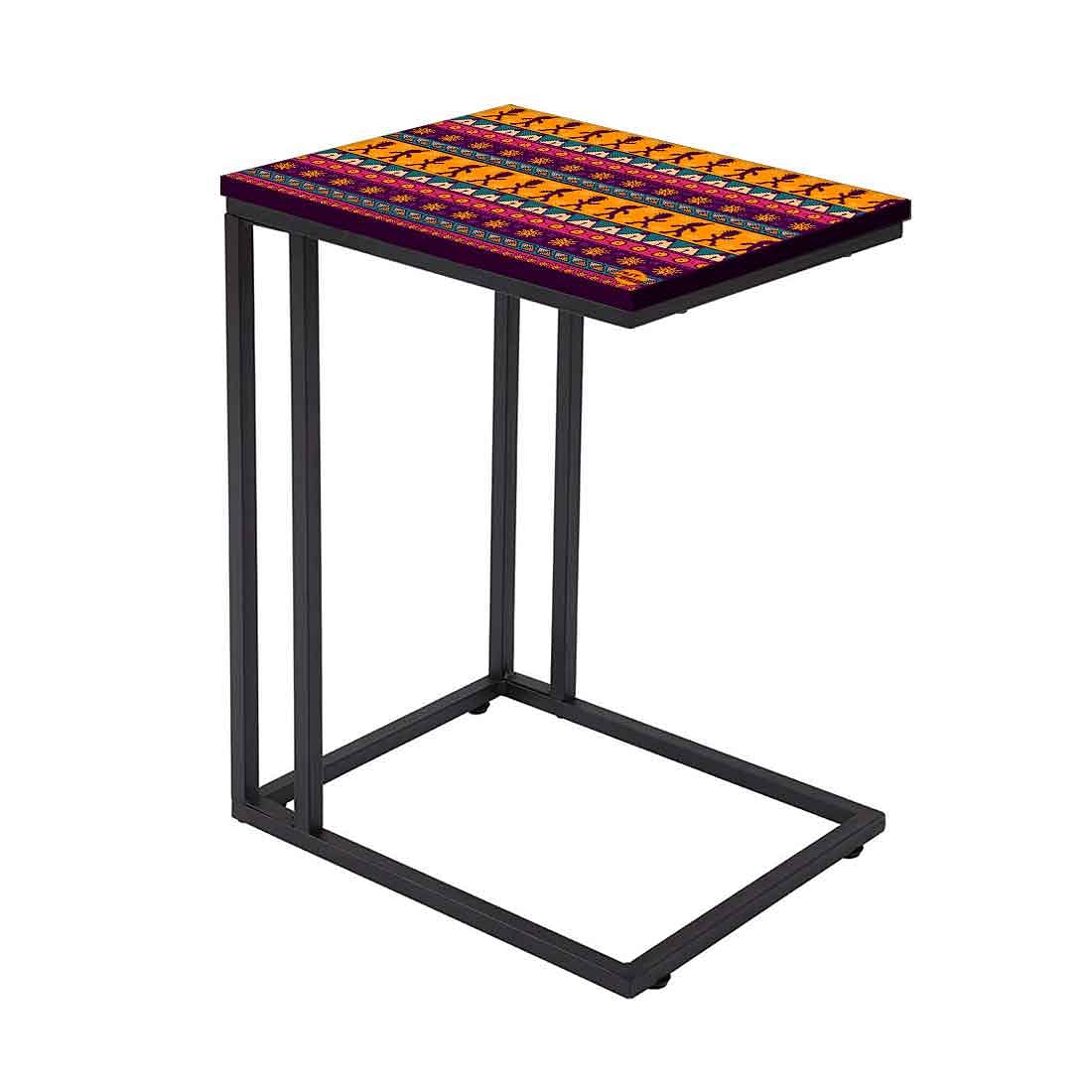 C Shaped Side Table For Sofa - Aztec Orange Brown Pattern Nutcase