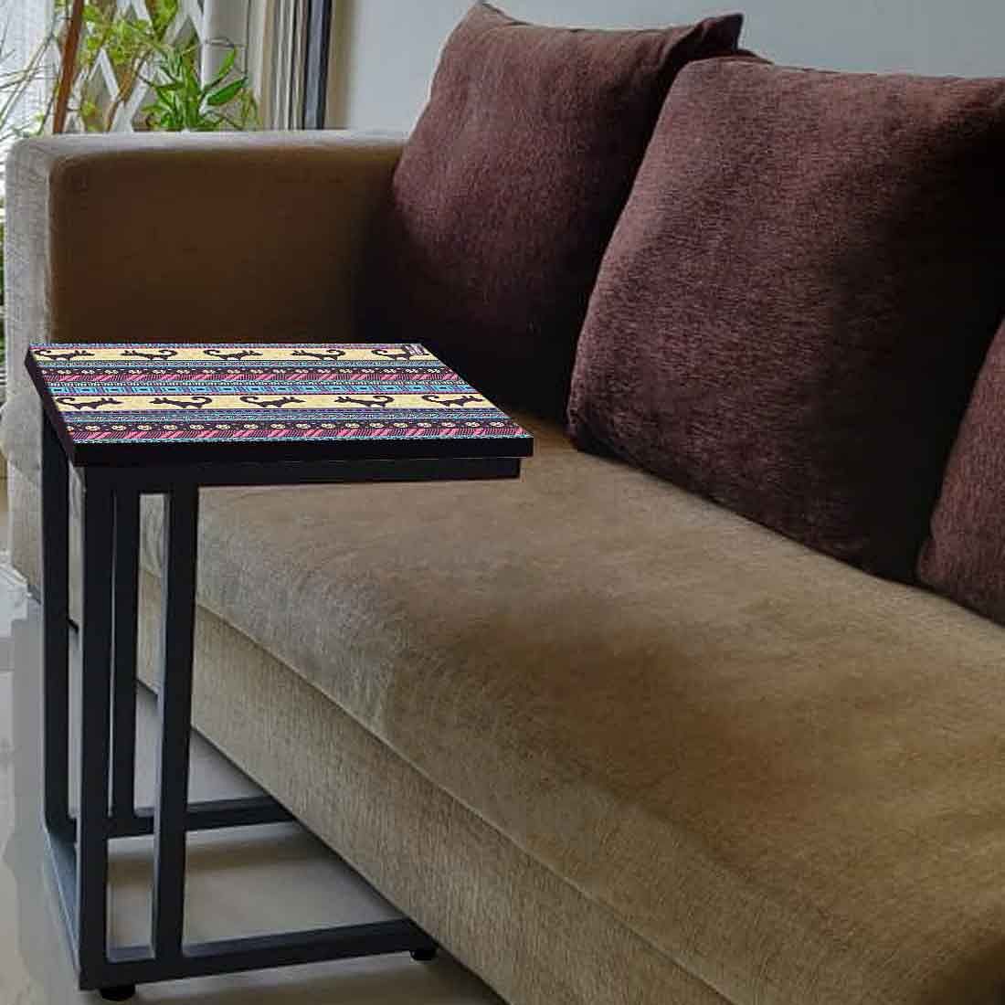 C Table For Sofa - Aztec Blue Cream Pattern Nutcase