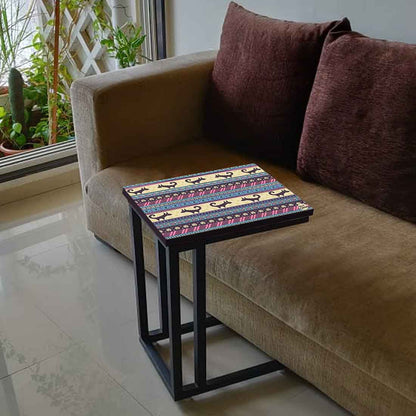 C Table For Sofa - Aztec Blue Cream Pattern Nutcase