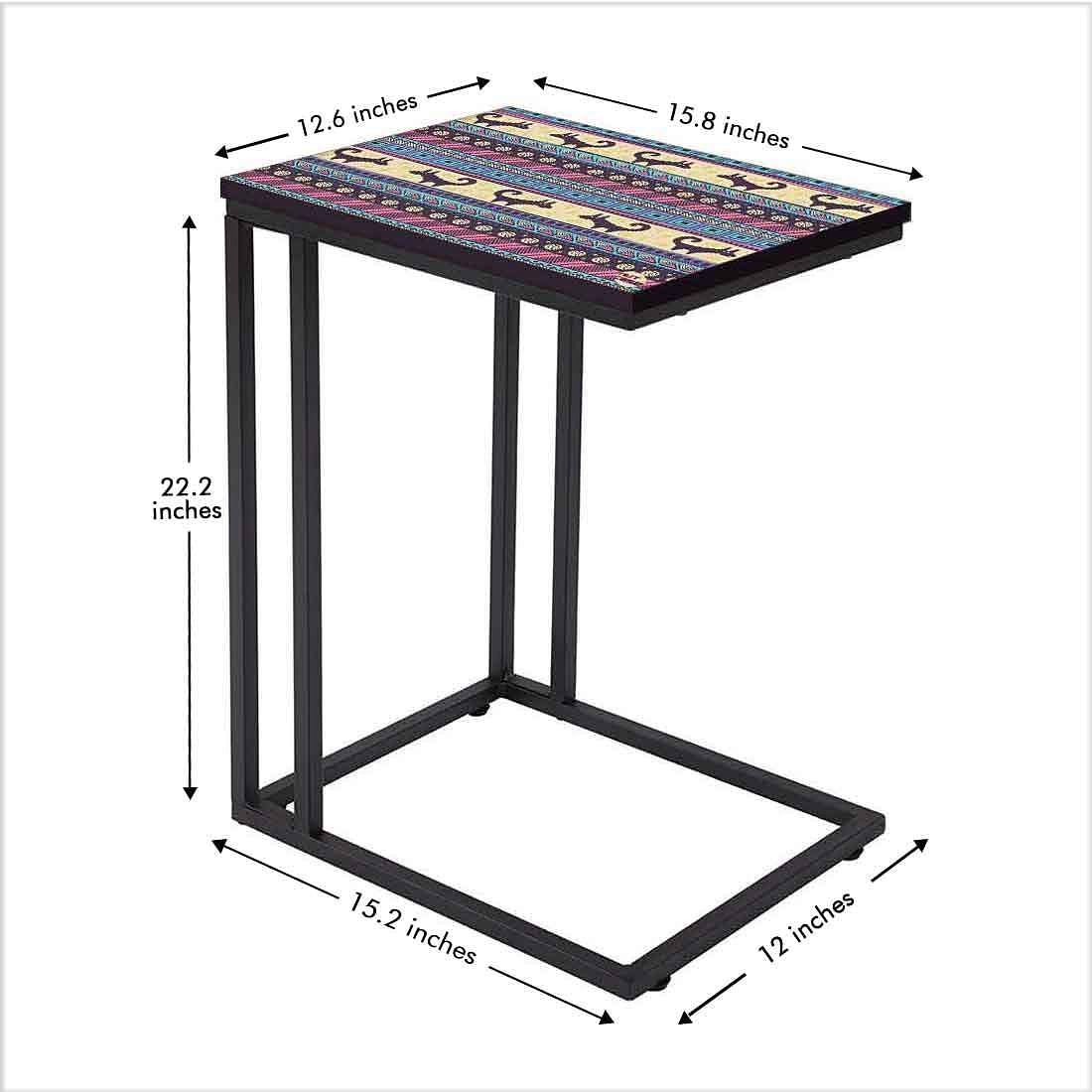 C Table For Sofa - Aztec Blue Cream Pattern Nutcase