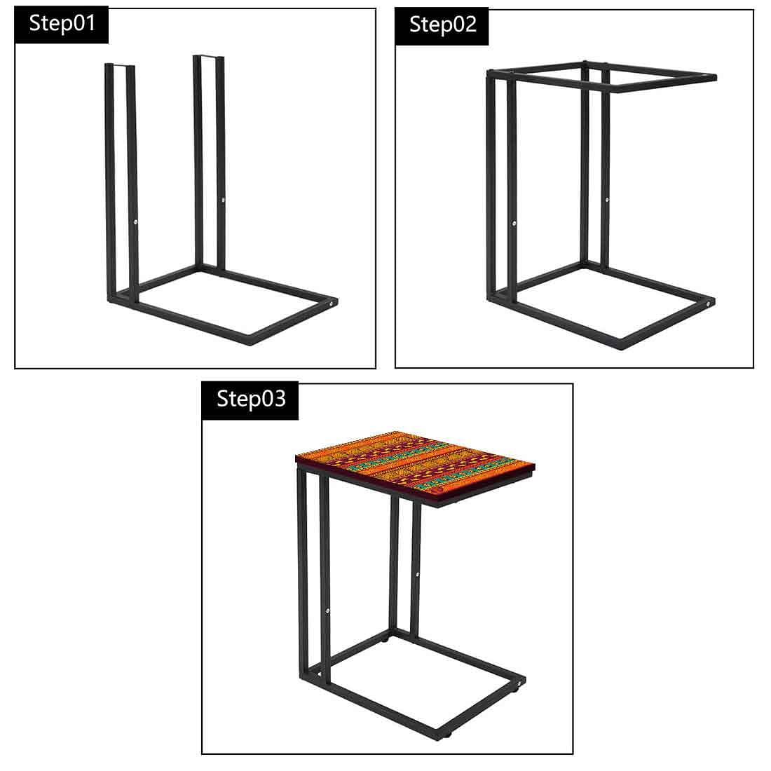 Sofa Side C Table - Aztec Orange Green Pattern Nutcase