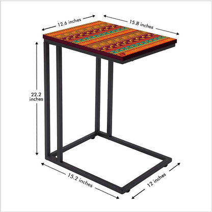 Sofa Side C Table - Aztec Orange Green Pattern Nutcase