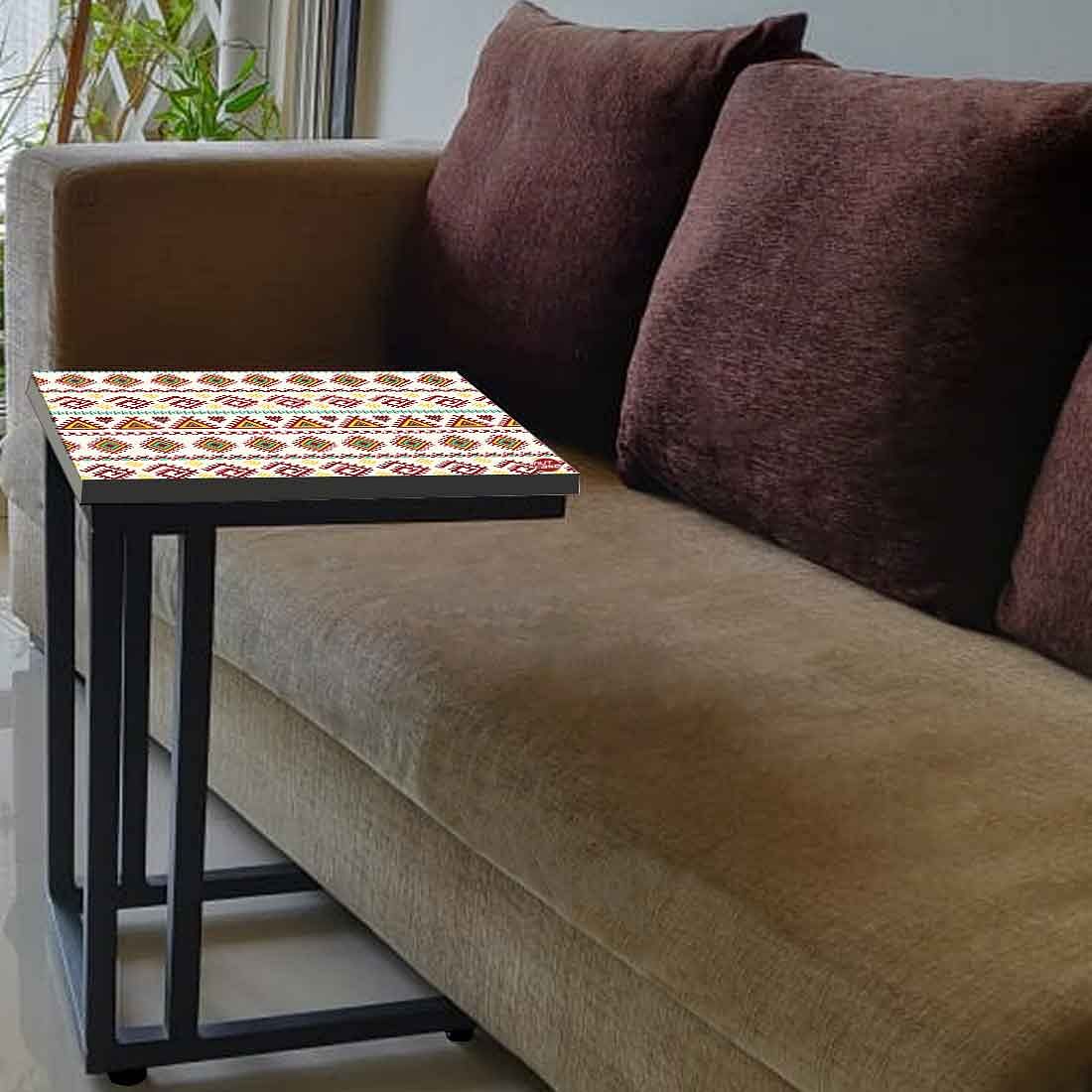 C Shaped Sofa Table  - Aztec White Green Pattern Nutcase