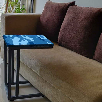 Blue C Shaped Table For Sofa - Army Camouflage Blue Nutcase