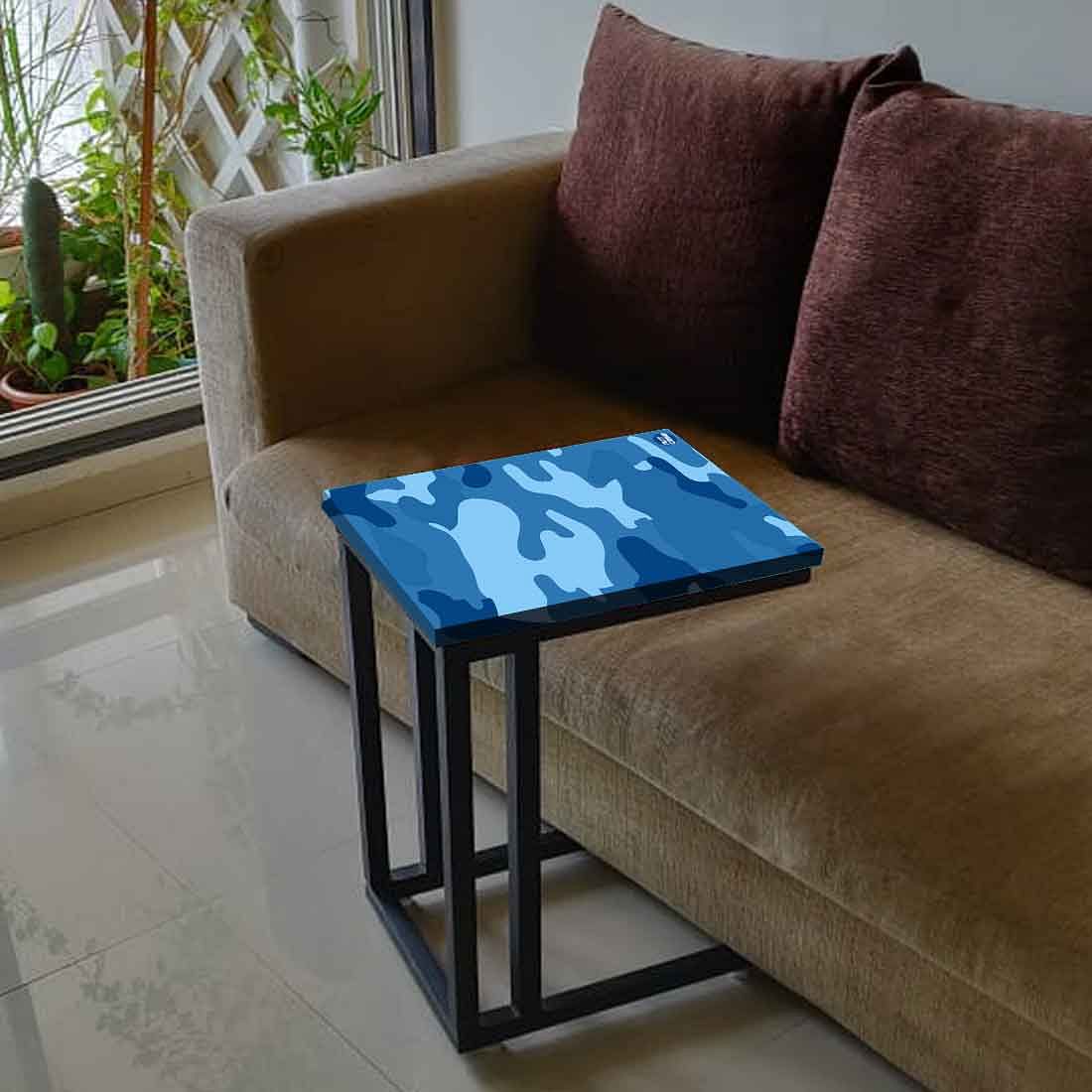 Blue C Shaped Table For Sofa - Army Camouflage Blue Nutcase