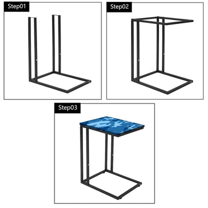 Blue C Shaped Table For Sofa - Army Camouflage Blue Nutcase