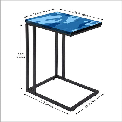 Blue C Shaped Table For Sofa - Army Camouflage Blue Nutcase