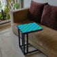 C Shaped Metal Table For Sofa - Blue Green Check Nutcase