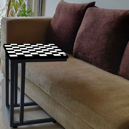 Best C Shaped Table For Sofa - Black White Check Nutcase