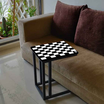 Best C Shaped Table For Sofa - Black White Check Nutcase