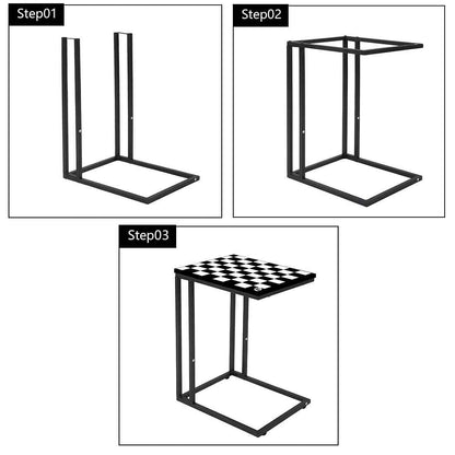 Best C Shaped Table For Sofa - Black White Check Nutcase