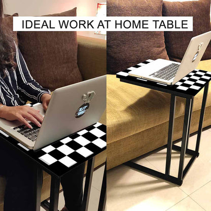 Best C Shaped Table For Sofa - Black White Check Nutcase