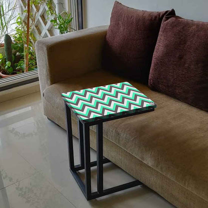 Modern Metal C Table - Mint and Gray Chevron Nutcase