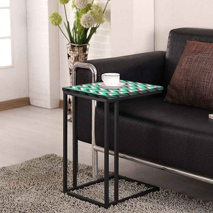 Modern Metal C Table - Mint and Gray Chevron Nutcase