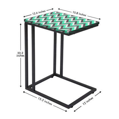 Modern Metal C Table - Mint and Gray Chevron Nutcase