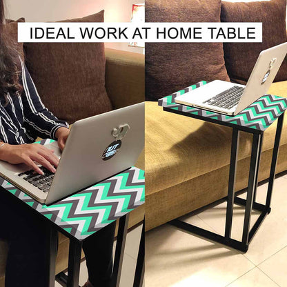 Modern Metal C Table - Mint and Gray Chevron Nutcase