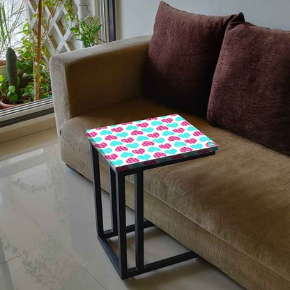 Best C Shaped Table For Sofa - Hearts Pink and Blue Nutcase