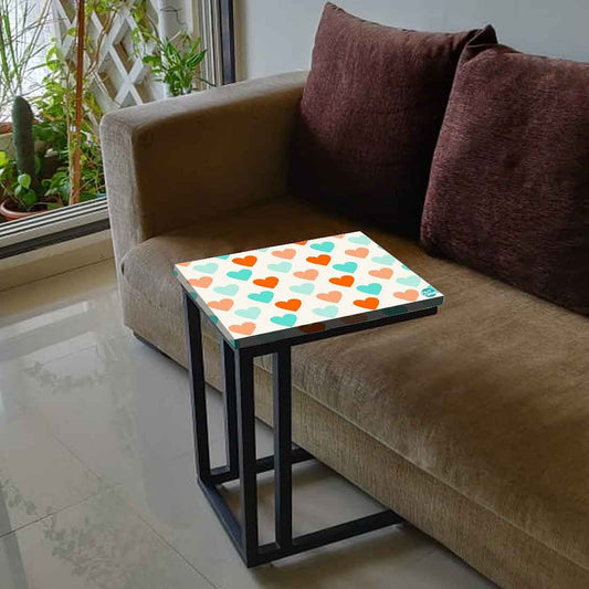 Designer Sofa Side Table - Colorful Heart Nutcase