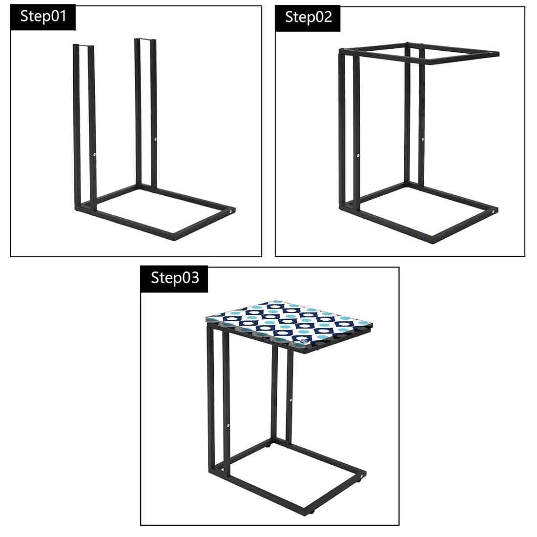 High-field Metal C Table For Sofa - Shades of Blue Retro Nutcase