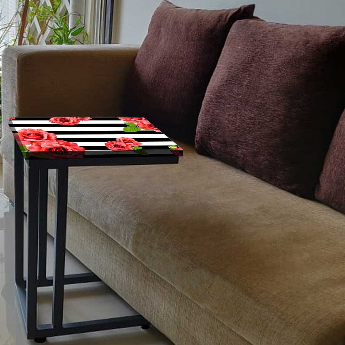 Designer Floral C Side Table - Red Flower Nutcase