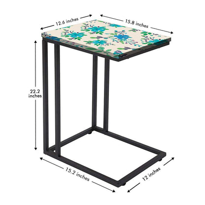 Floral C Shaped Table -  Blue Flower Nutcase