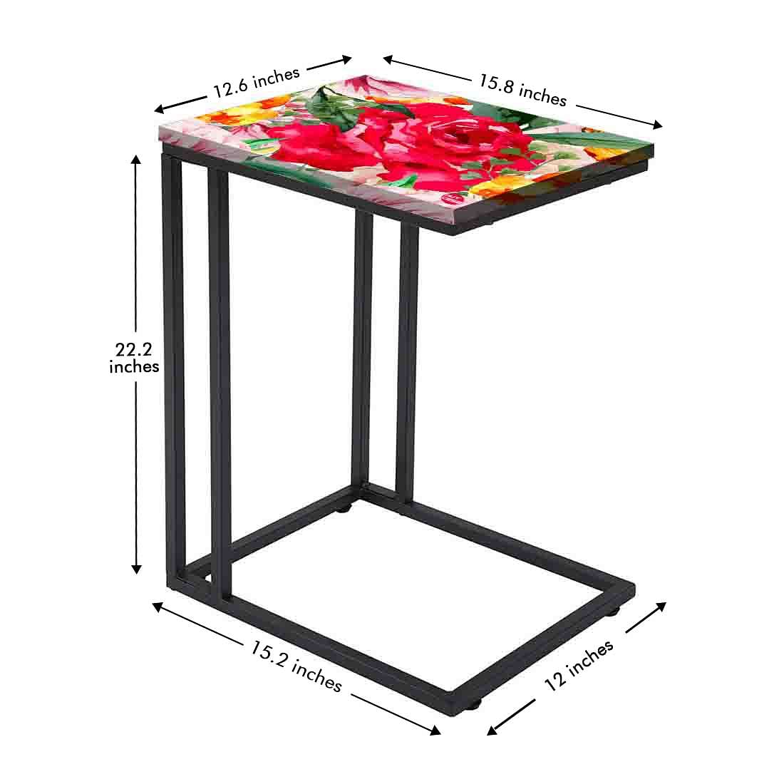 Designer Floral Metal C Table - Red Floral Nutcase