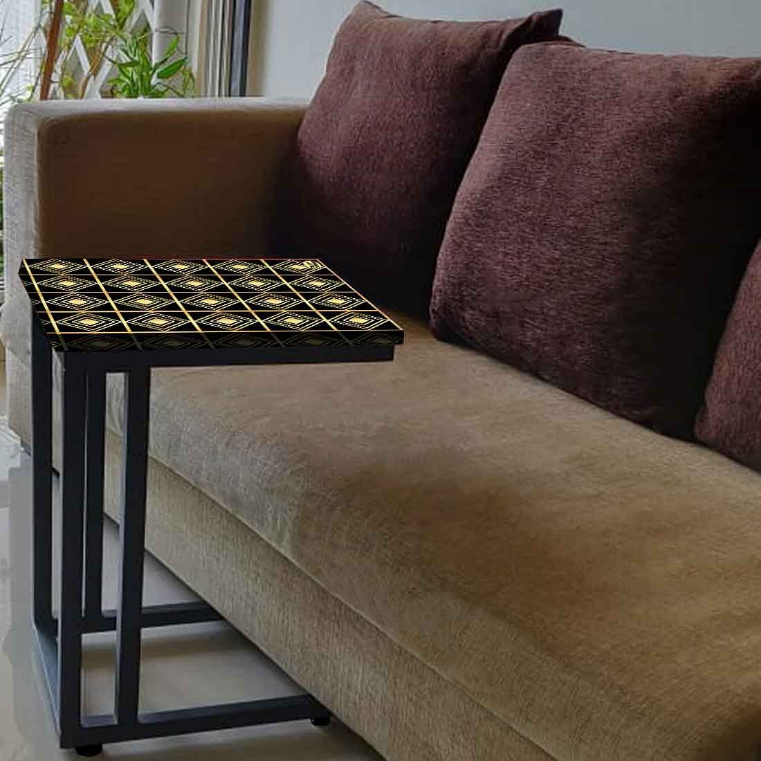 New C Shaped Sofa Table  - Diamond Pattern Nutcase