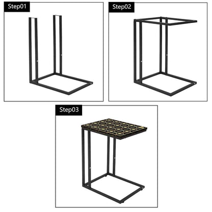 New C Shaped Sofa Table  - Diamond Pattern Nutcase