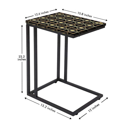 New C Shaped Sofa Table  - Diamond Pattern Nutcase