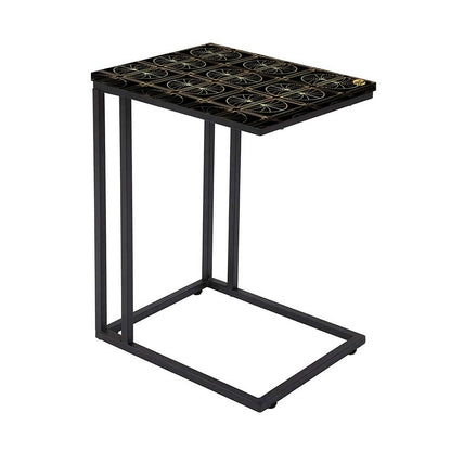 Black C Shaped End Table Serving Tables for Living Room - Palms Nutcase