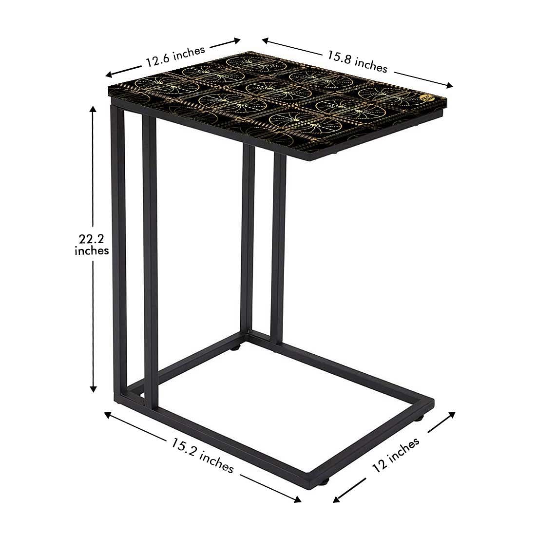Black C Shaped End Table Serving Tables for Living Room - Palms Nutcase