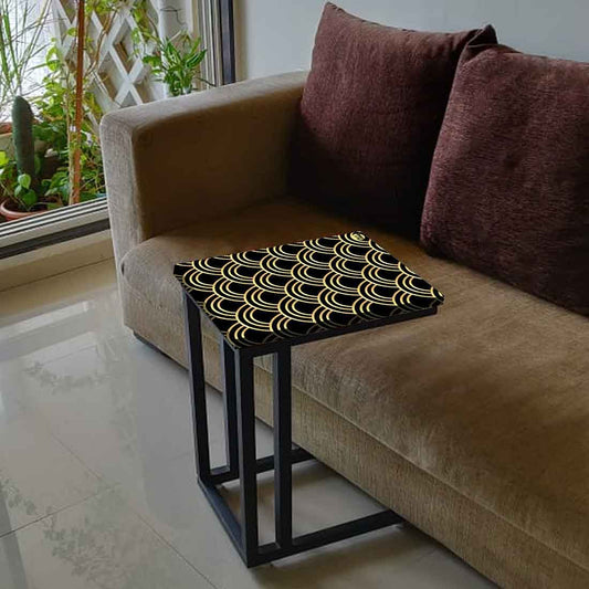 Amazing C Shaped Sofa Table - Golden Design Pattern Nutcase