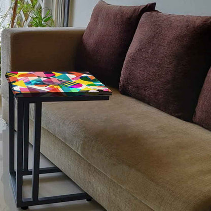 Small Metal C Table For Sofa - Designer Pattern Nutcase