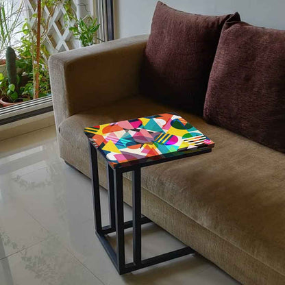 Small Metal C Table For Sofa - Designer Pattern Nutcase