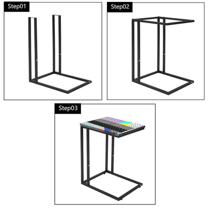 New Small C Side Table -  Line Pattern Nutcase