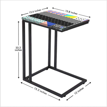 New Small C Side Table -  Line Pattern Nutcase