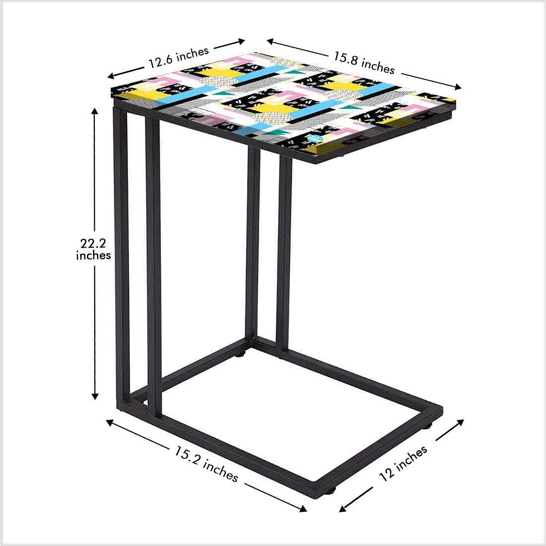 Modern C Shaped End Table - Mix Box Pattern Nutcase