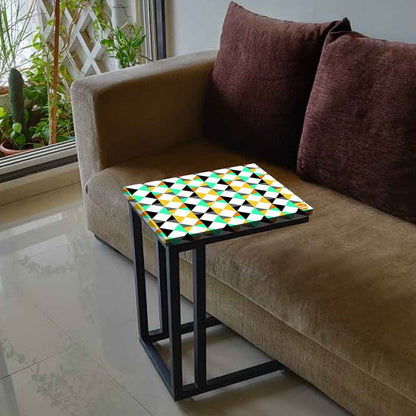 Metal Outdoor C Table For Sofa - Colorful Diamond Pattern Nutcase