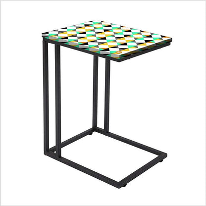 Metal Outdoor C Table For Sofa - Colorful Diamond Pattern Nutcase