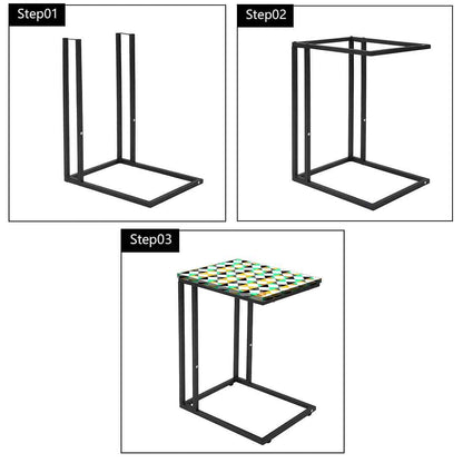 Metal Outdoor C Table For Sofa - Colorful Diamond Pattern Nutcase