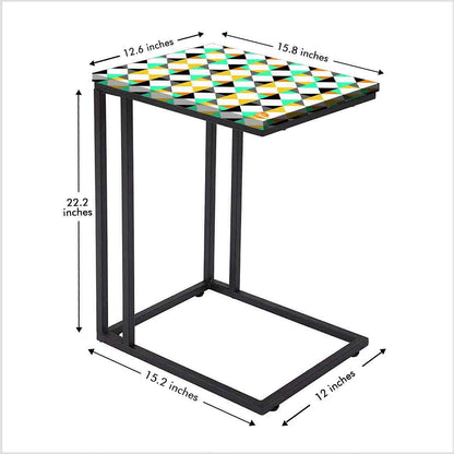 Metal Outdoor C Table For Sofa - Colorful Diamond Pattern Nutcase