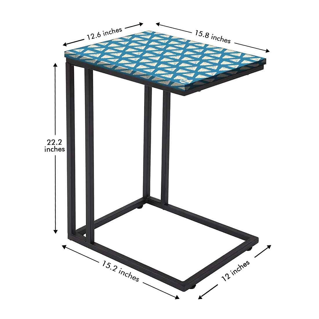 Designer Blue Metal C Table - White Triangle Nutcase