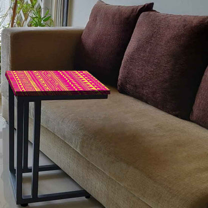 C Shaped End Table For Sofa - Pink Patterns Nutcase