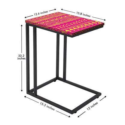 C Shaped End Table For Sofa - Pink Patterns Nutcase