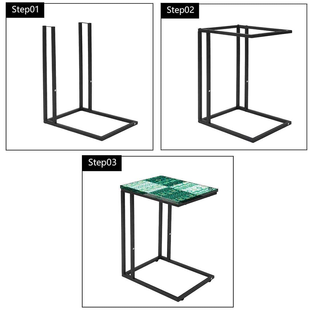 Small C Side Table For Sofa - Green Pattern Nutcase