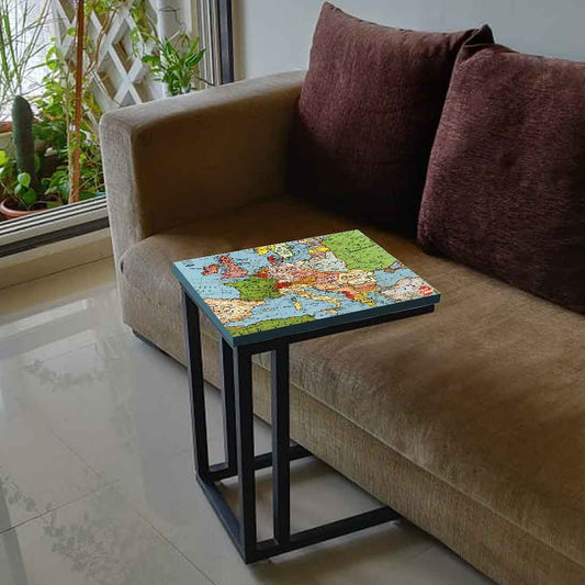 Designer Small Metal C Table - World Map Nutcase