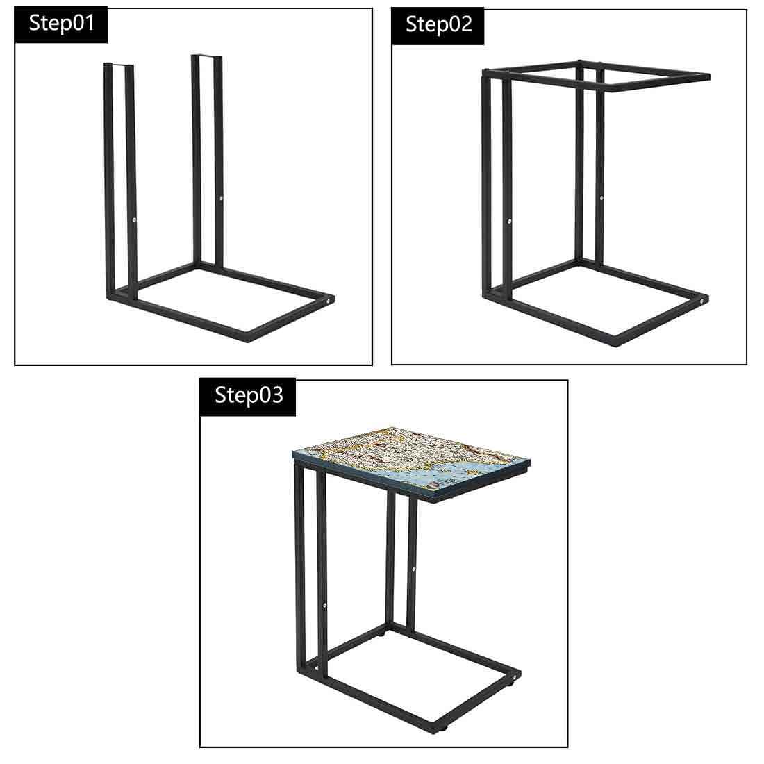 C Shaped End Table For Sofa  - Map Nutcase